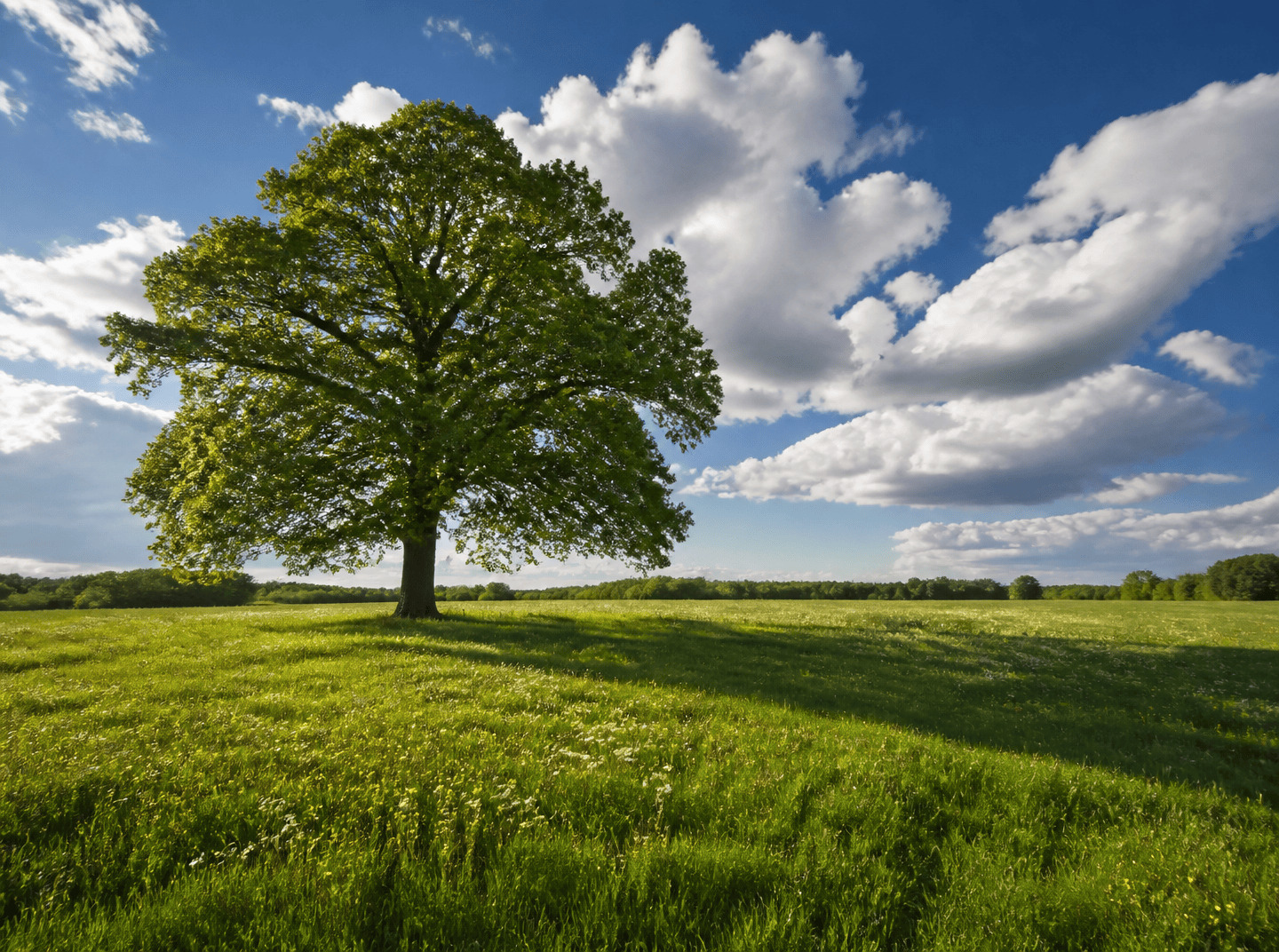 Weitläufige Landschaft mit Gras und Bäumen